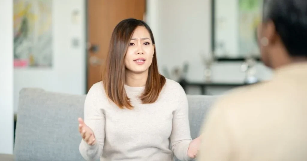 A woman receiving individual therapy.