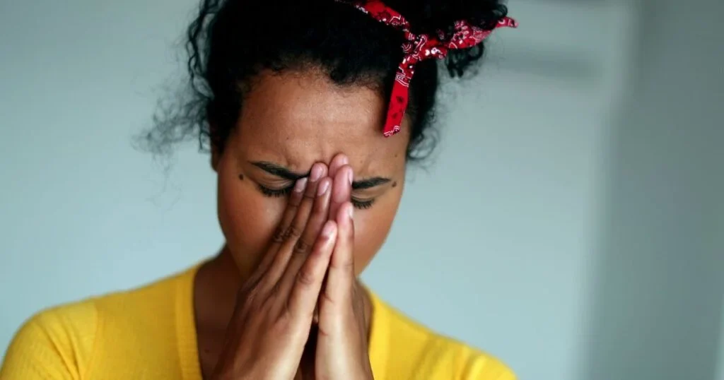 A woman struggling with depression and feeling hopeless.