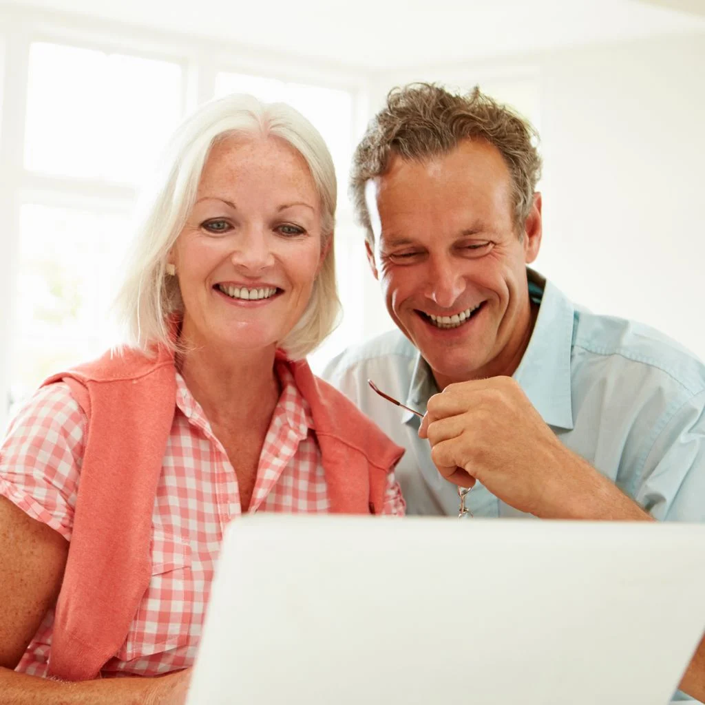 Happy Couple over Telehealth Therapy